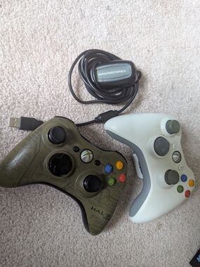 Halo 3 ODST Xbox Wireless Controller+ Regular Wireless Controller And Receiver